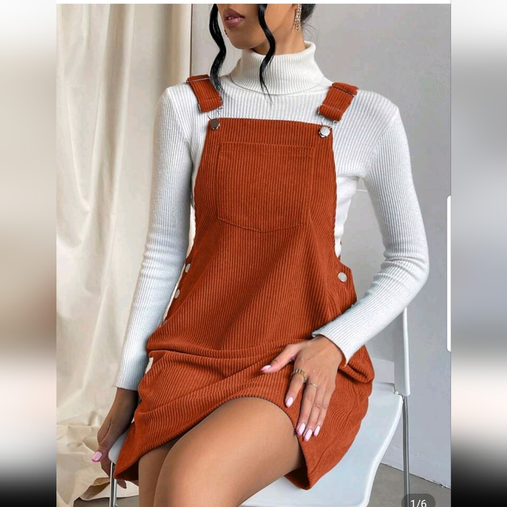 NEW Women's Orange Corduroy Dress